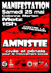 Manif anti répression à Metz le 25 mai !
