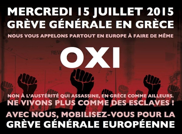 Grève générale en Grèce mercredi 15 juillet 2015