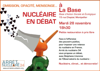 Conférence “Le nucléaire en débat” Mardi 28 novembre 18h30 à Montpellier
